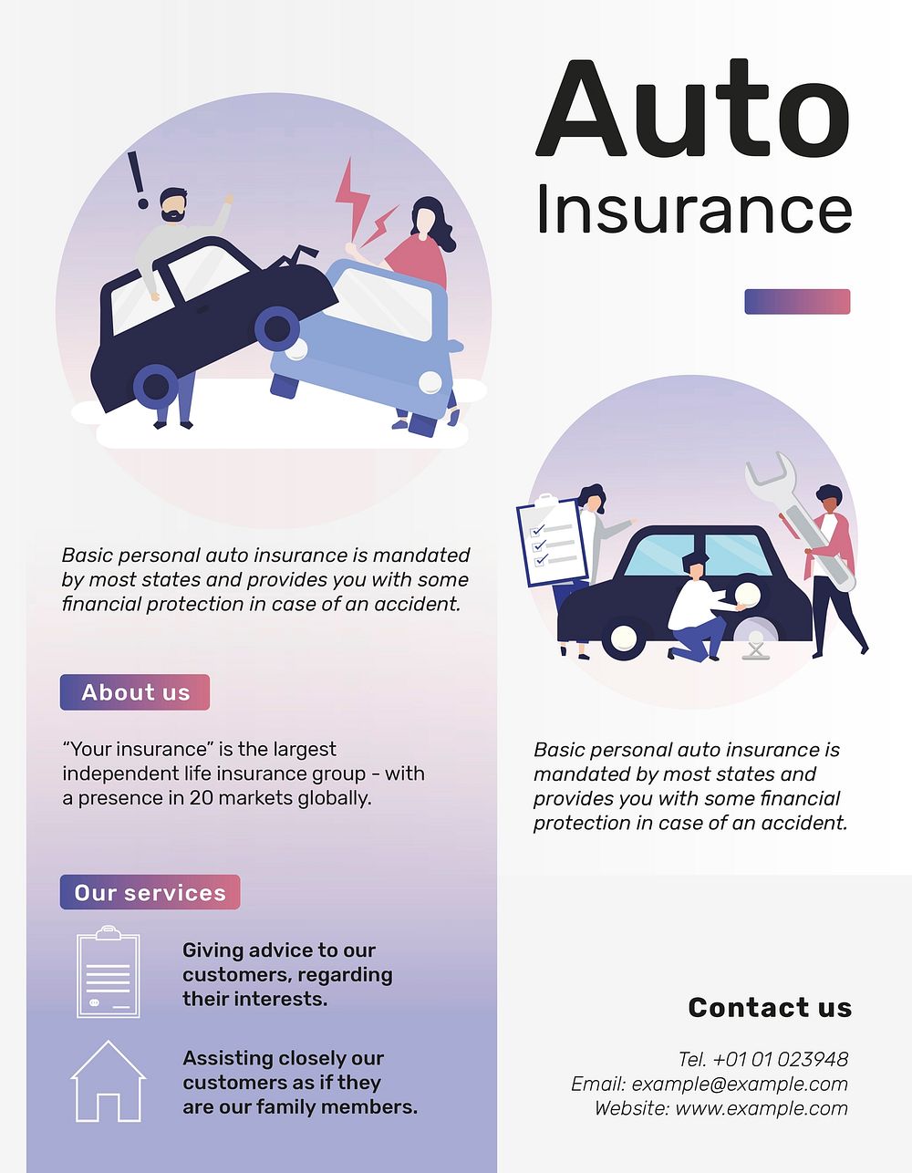 Auto insurance template psd for flyer