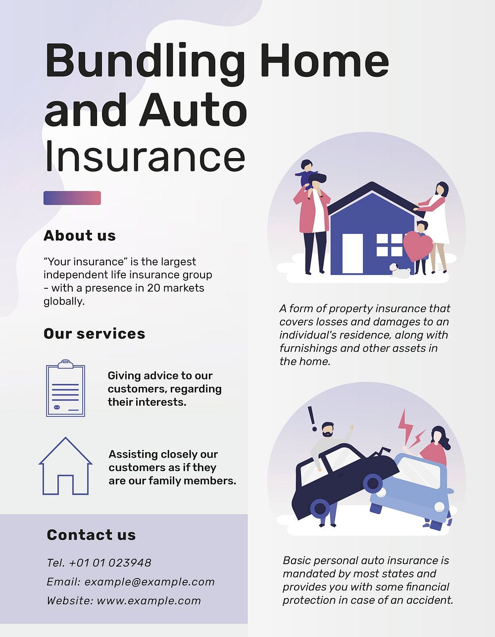 Flyer template psd for bundling home and auto insurance