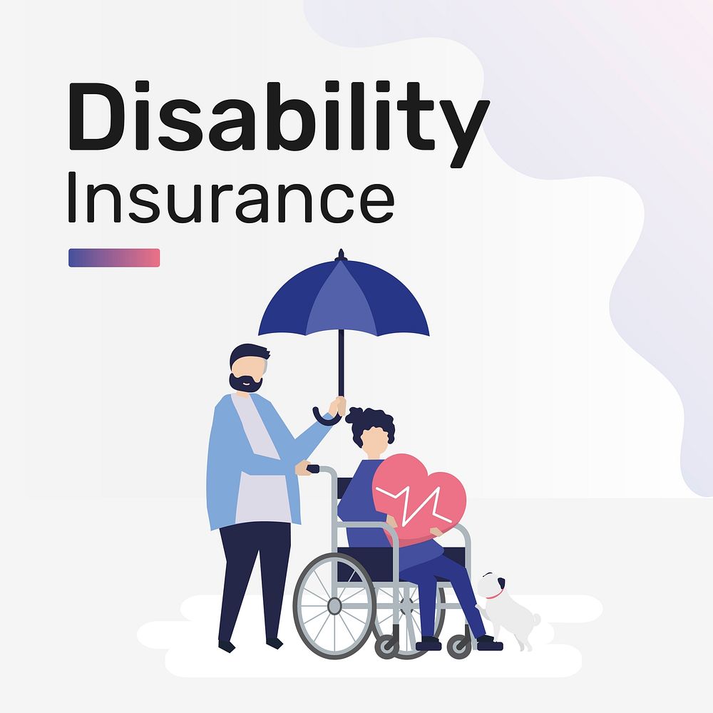 Disability insurance template vector for social media post