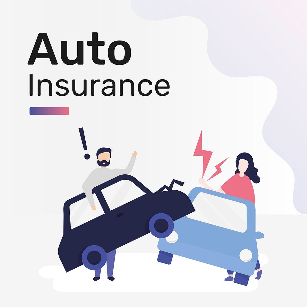 Auto insurance template vector for social media post