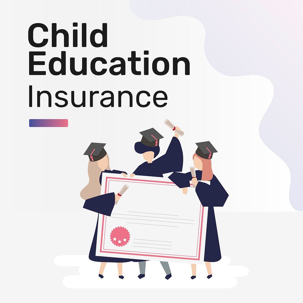 Social media post template vector for child education insurance