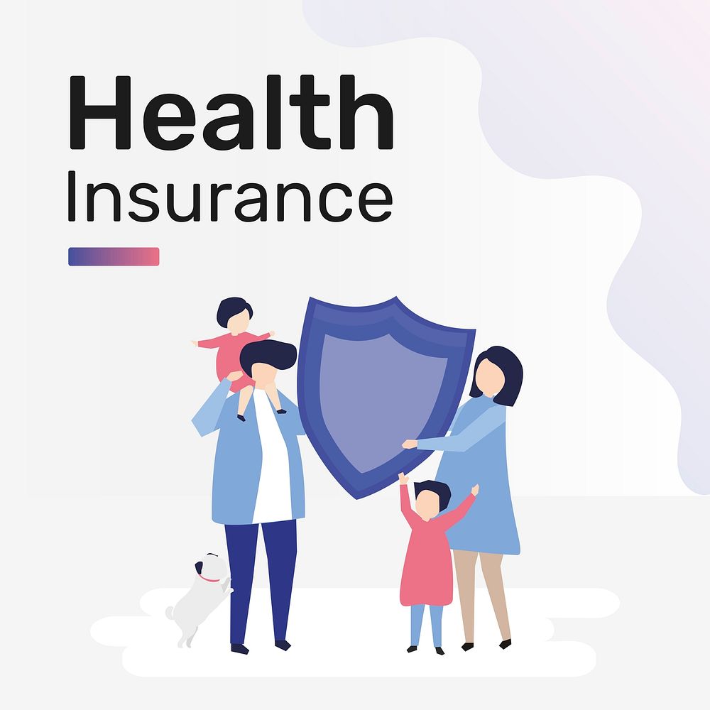 Health insurance template vector for social media post