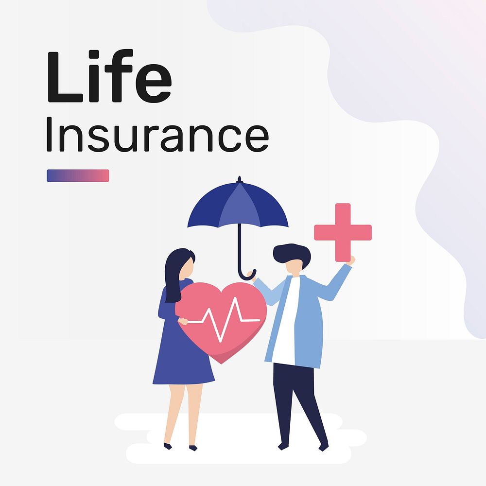 Life insurance template vector for social media post
