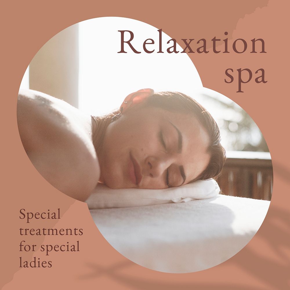 Relaxation spa wellness template psd with woman background