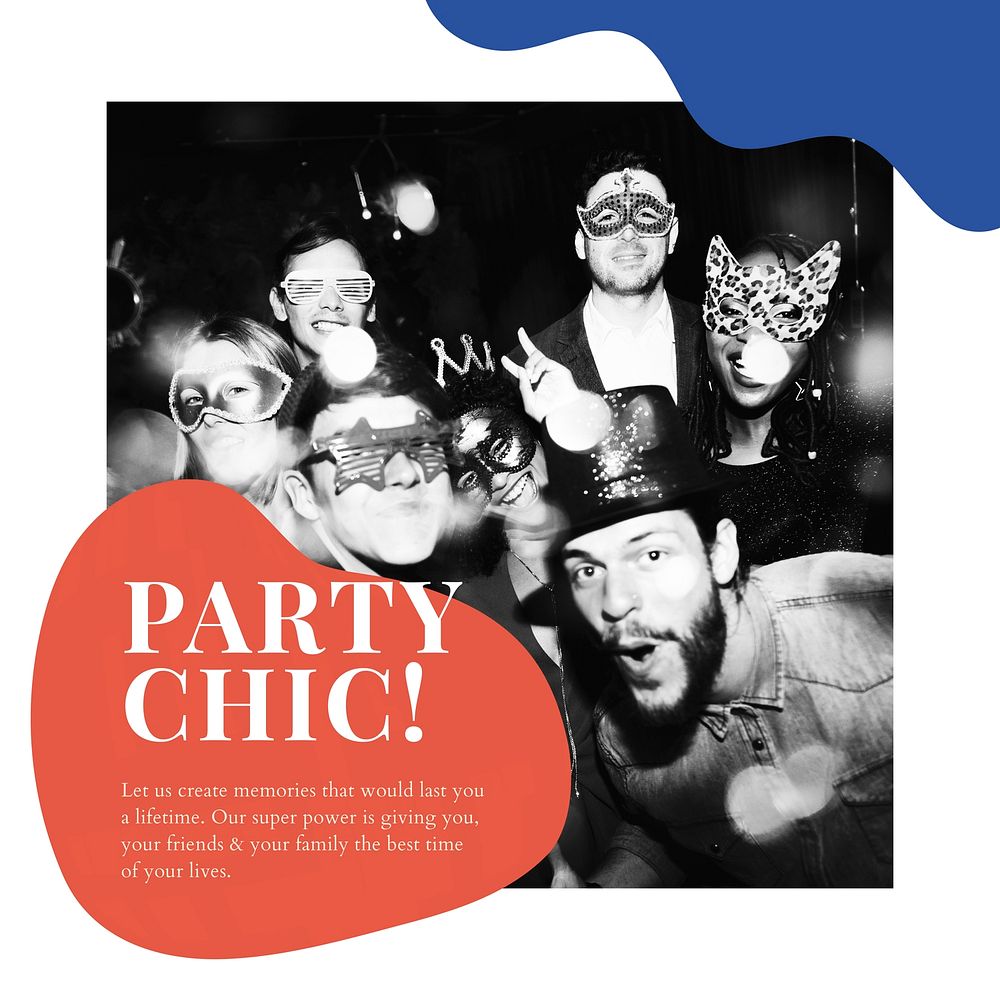 Party chic ad template vector event organizing social media post