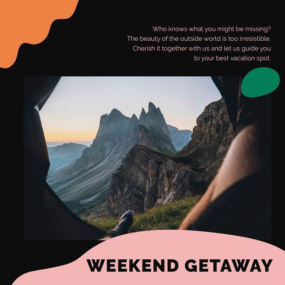 Weekend getaway travel template psd for agencies social media ad