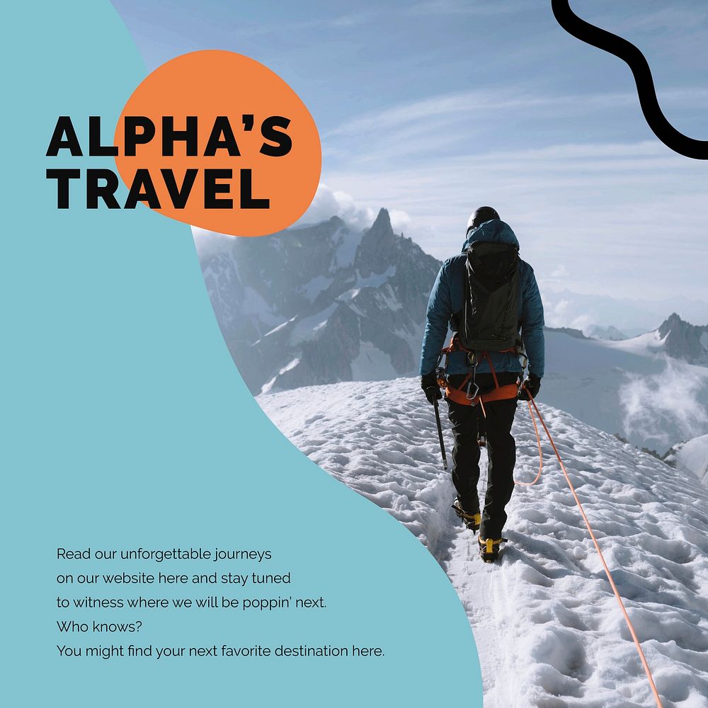 Travel mountain marketing template vector social media ad for agencies