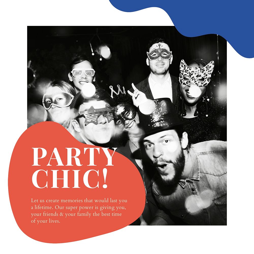Party chic ad template psd event organizing social media post