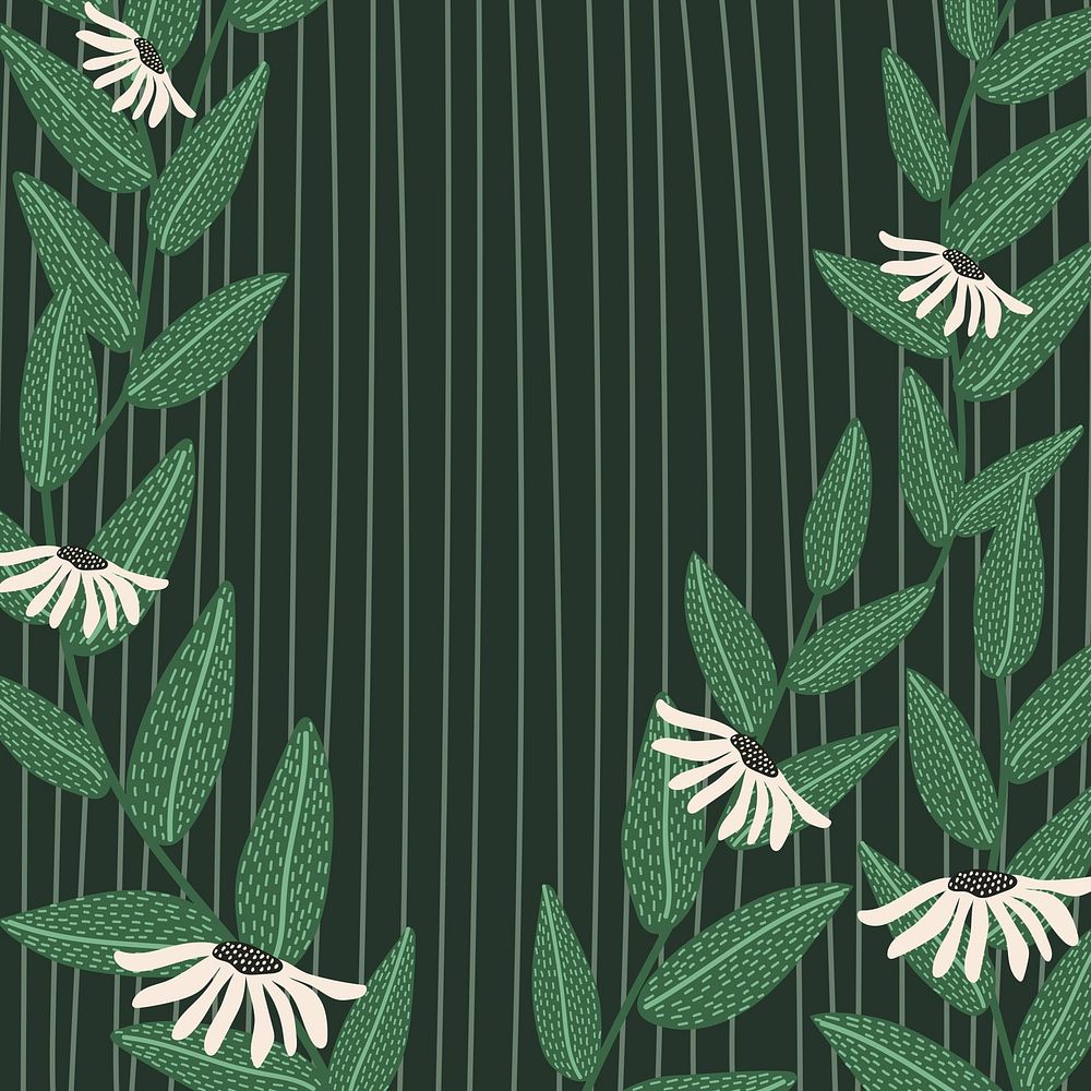 Daisy patterned vector background frame in green