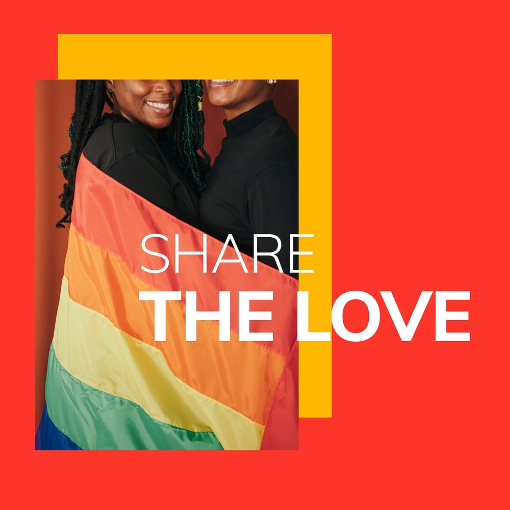 Share the love LGBTQ pride month celebration social media post