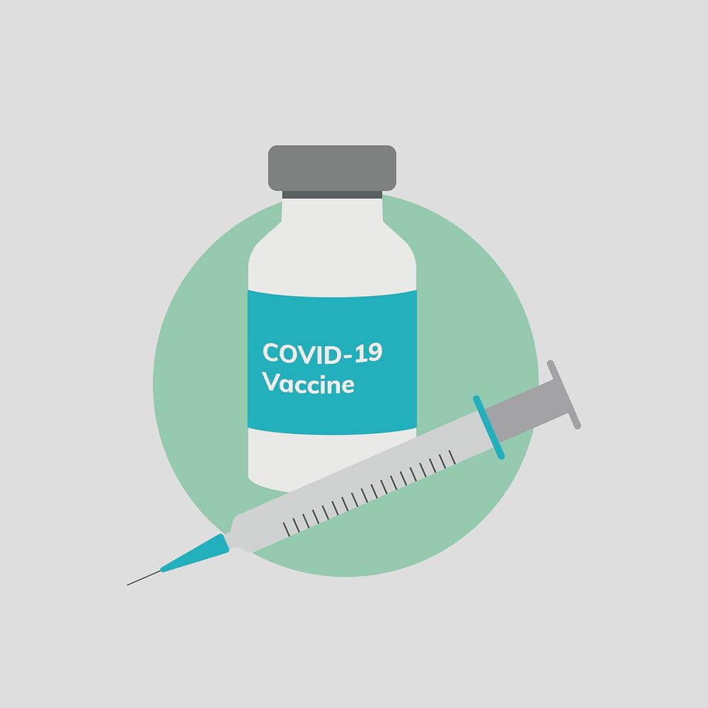 Coronavirus vaccine psd, COVID 19 flat design