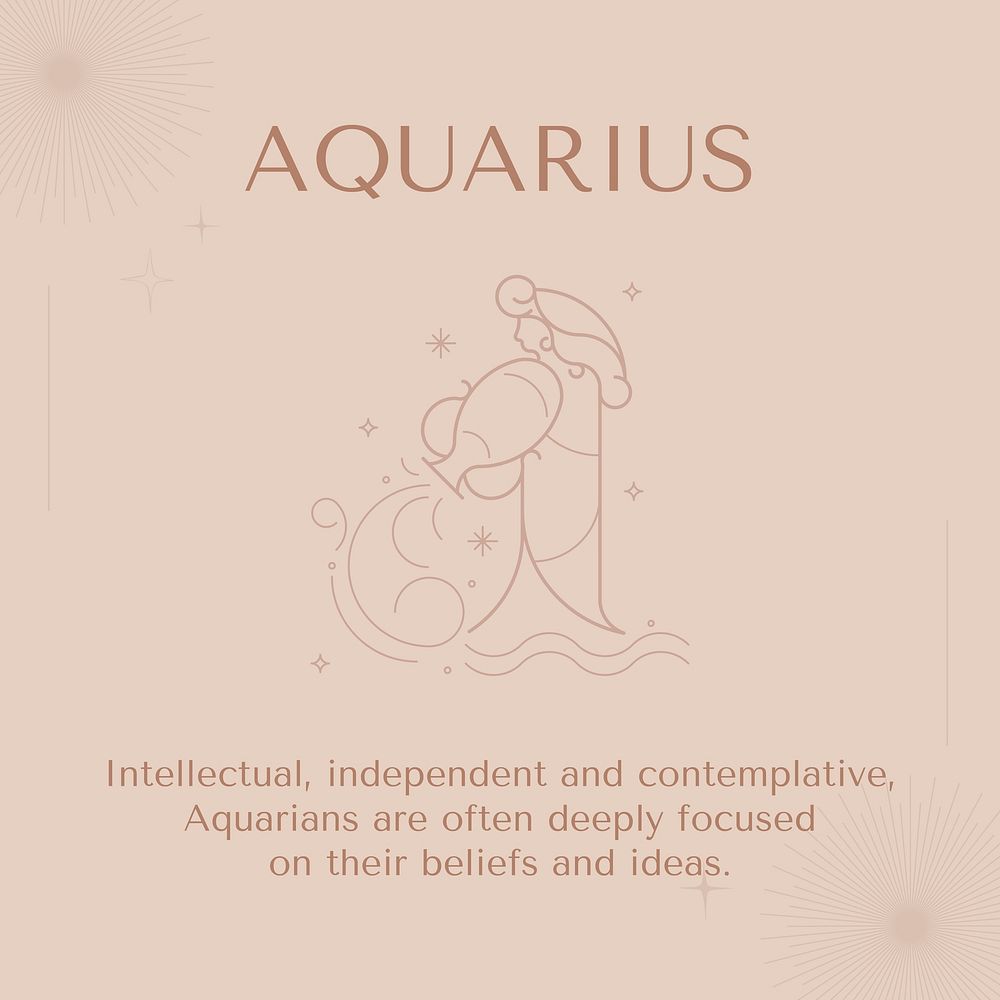 Minimal Instagram post template, Aquarius sign, astrology reading vector