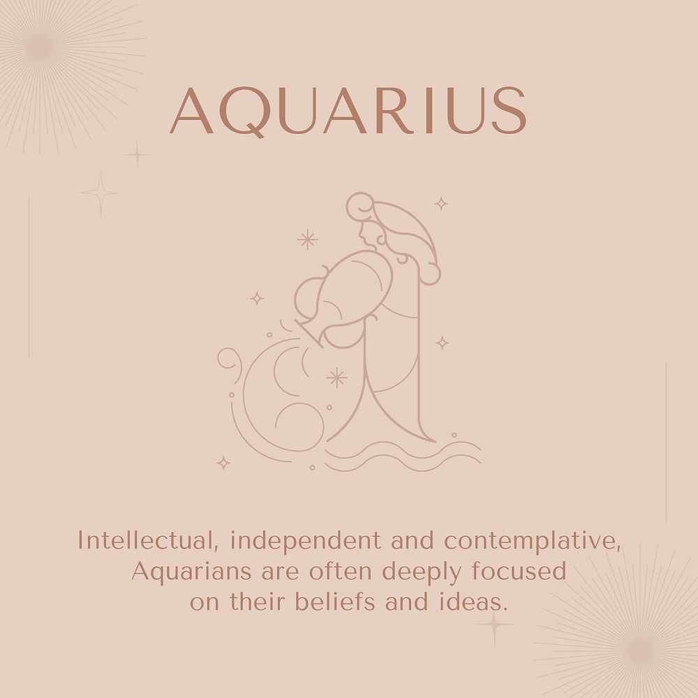 Minimal Instagram post template, Aquarius sign, astrology reading psd