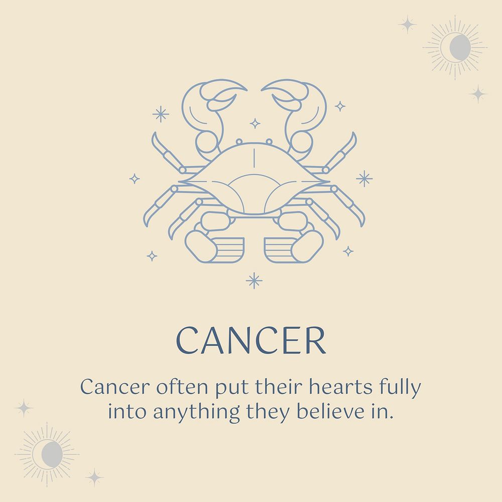 Minimal social media post template, Cancer sign, astrology reading psd