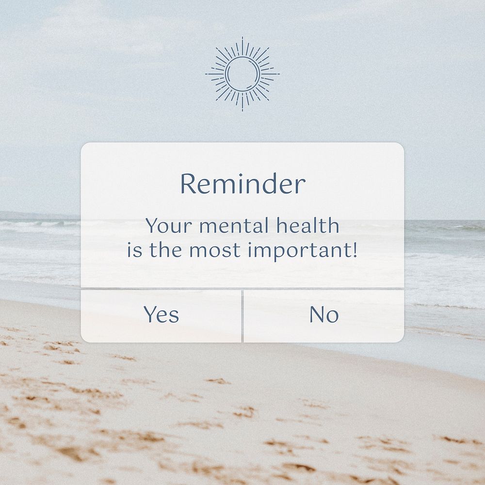 Mental health instagram post template, minimal notification graphic vector