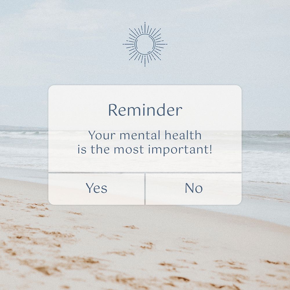 Mental health instagram post template, minimal notification graphic psd