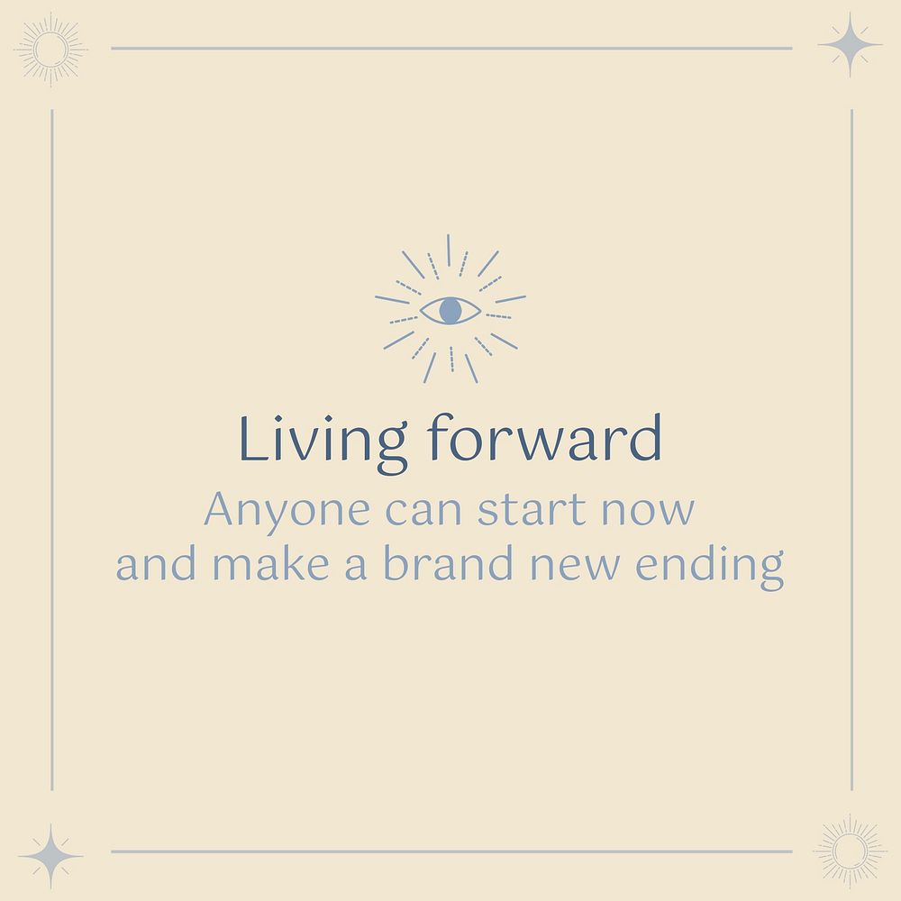 Living forward instagram post template, minimal inspirational quote psd