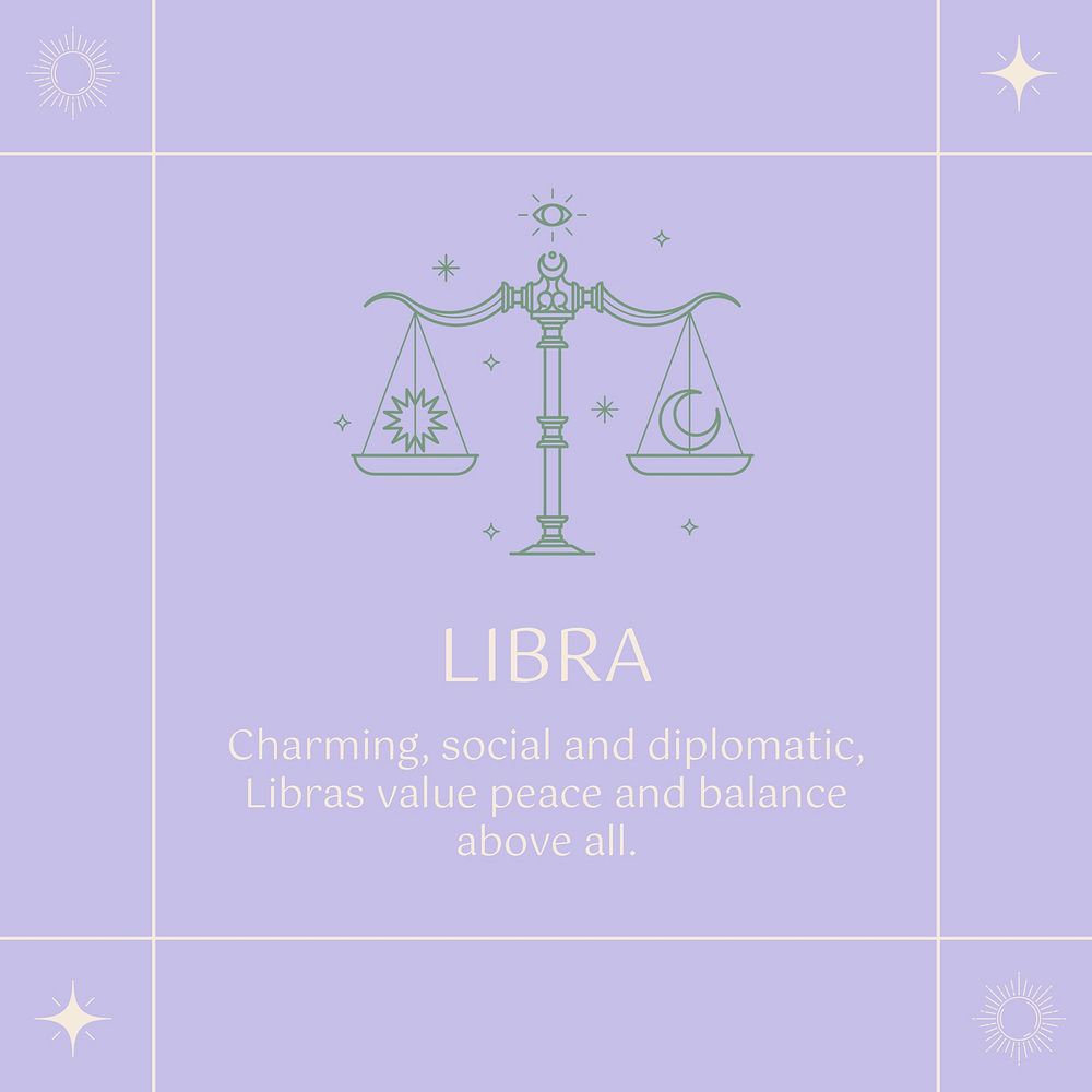 Minimal Instagram post template, Libra sign, astrology reading psd