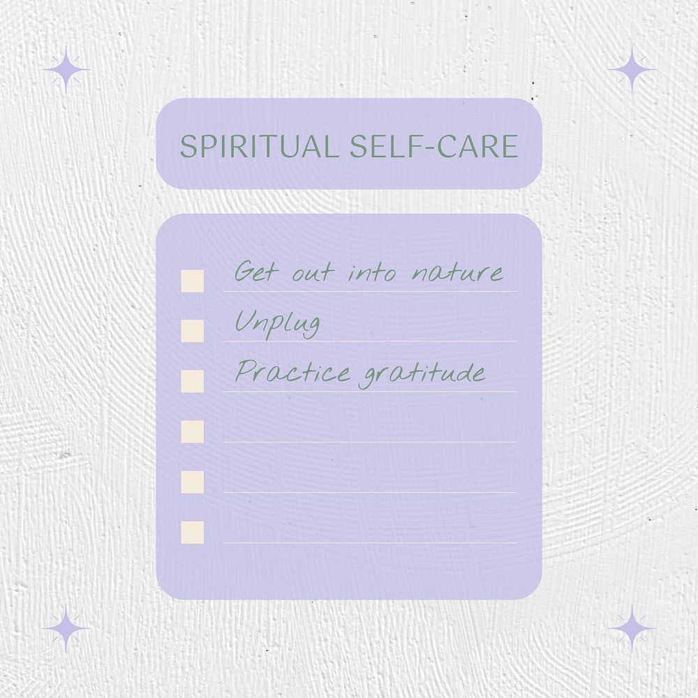 Spiritual quote instagram post template, minimal self-care checklist graphic vector