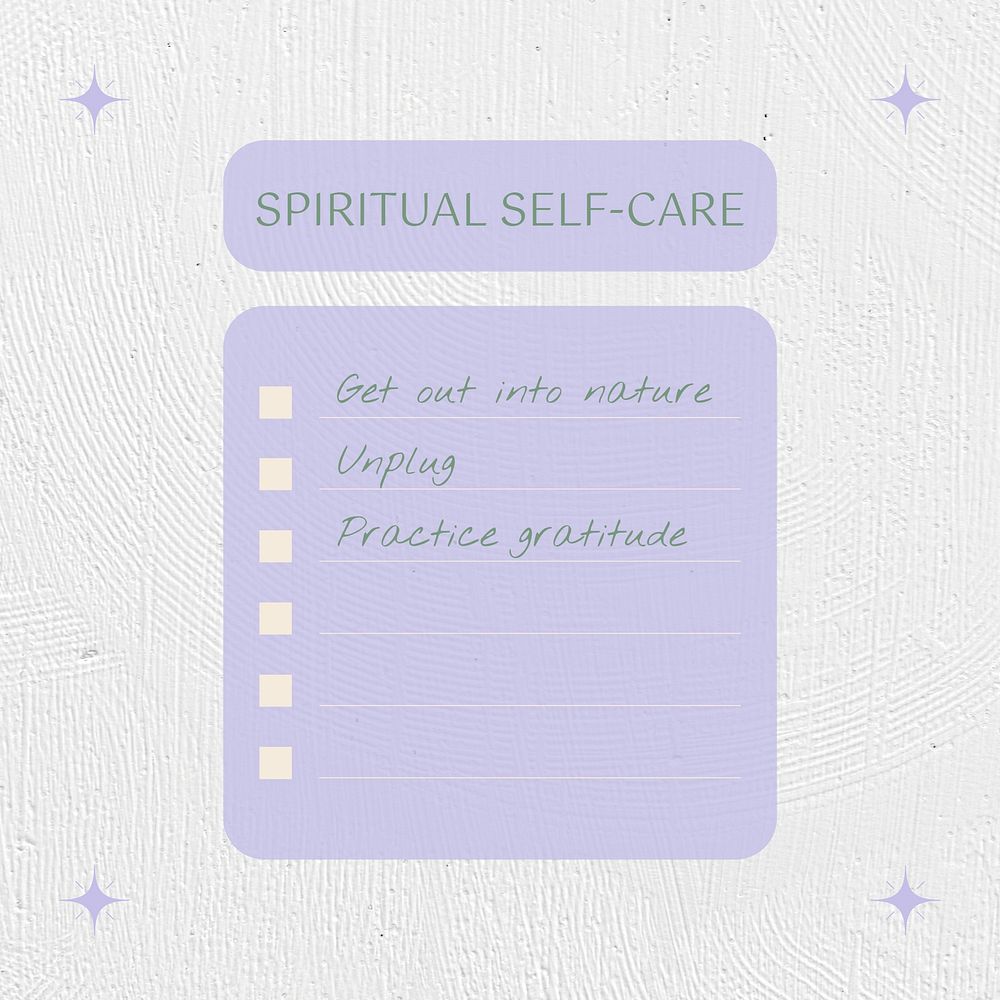Spiritual quote instagram post template, minimal self-care checklist graphic psd
