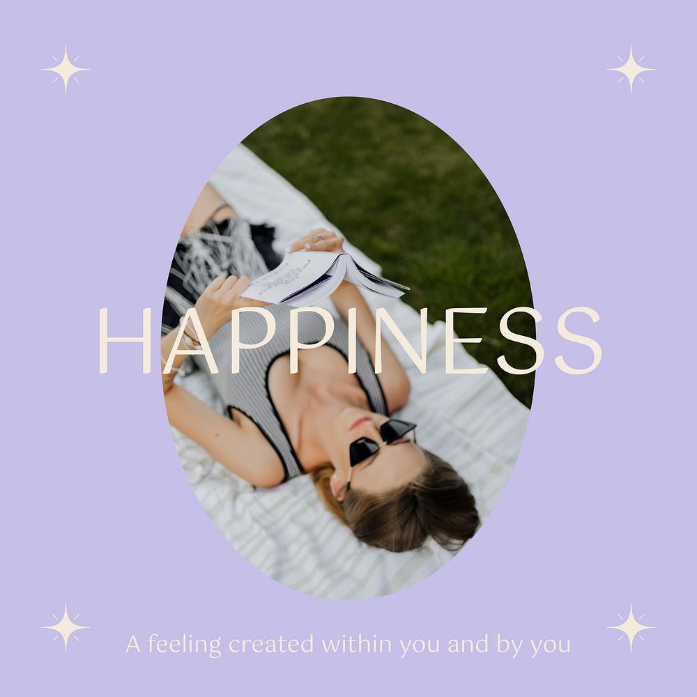 Happiness instagram post template, minimal inspirational quote vector
