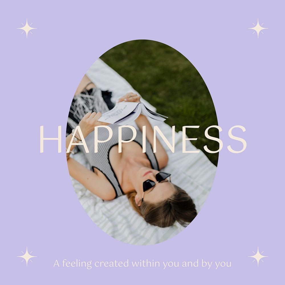 Happiness instagram post template, minimal inspirational quote psd