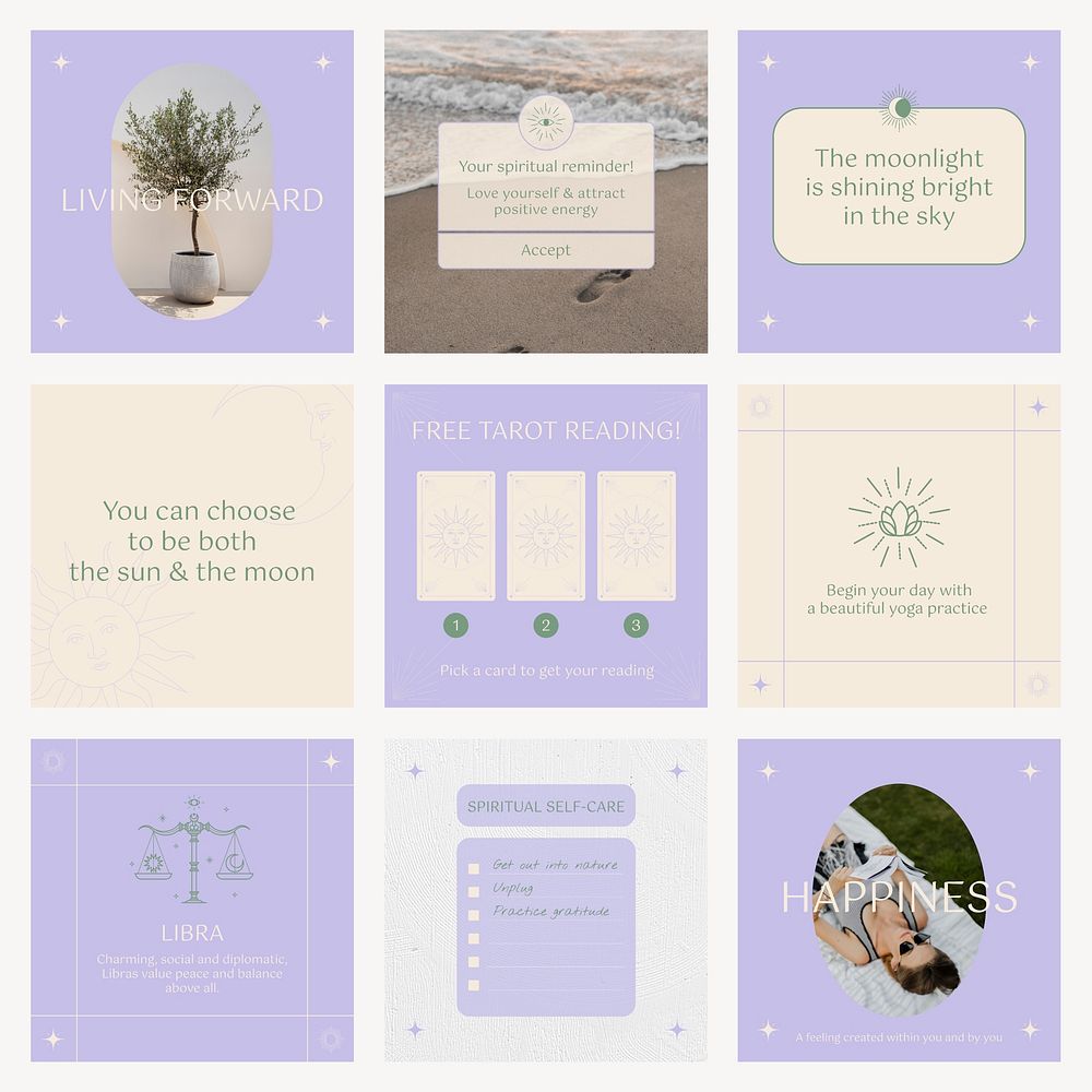 Inspirational quote facebook post template, minimal graphic psd set