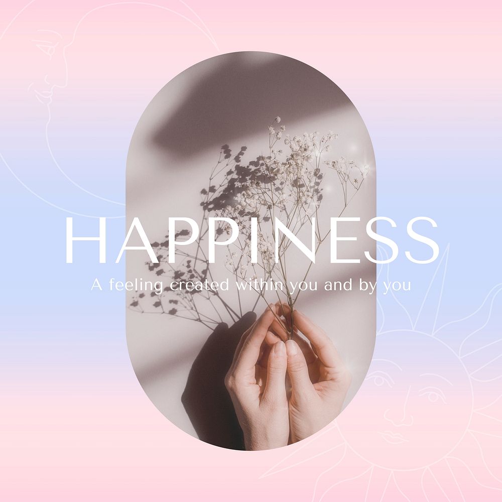 Happiness instagram post template, inspirational quote vector