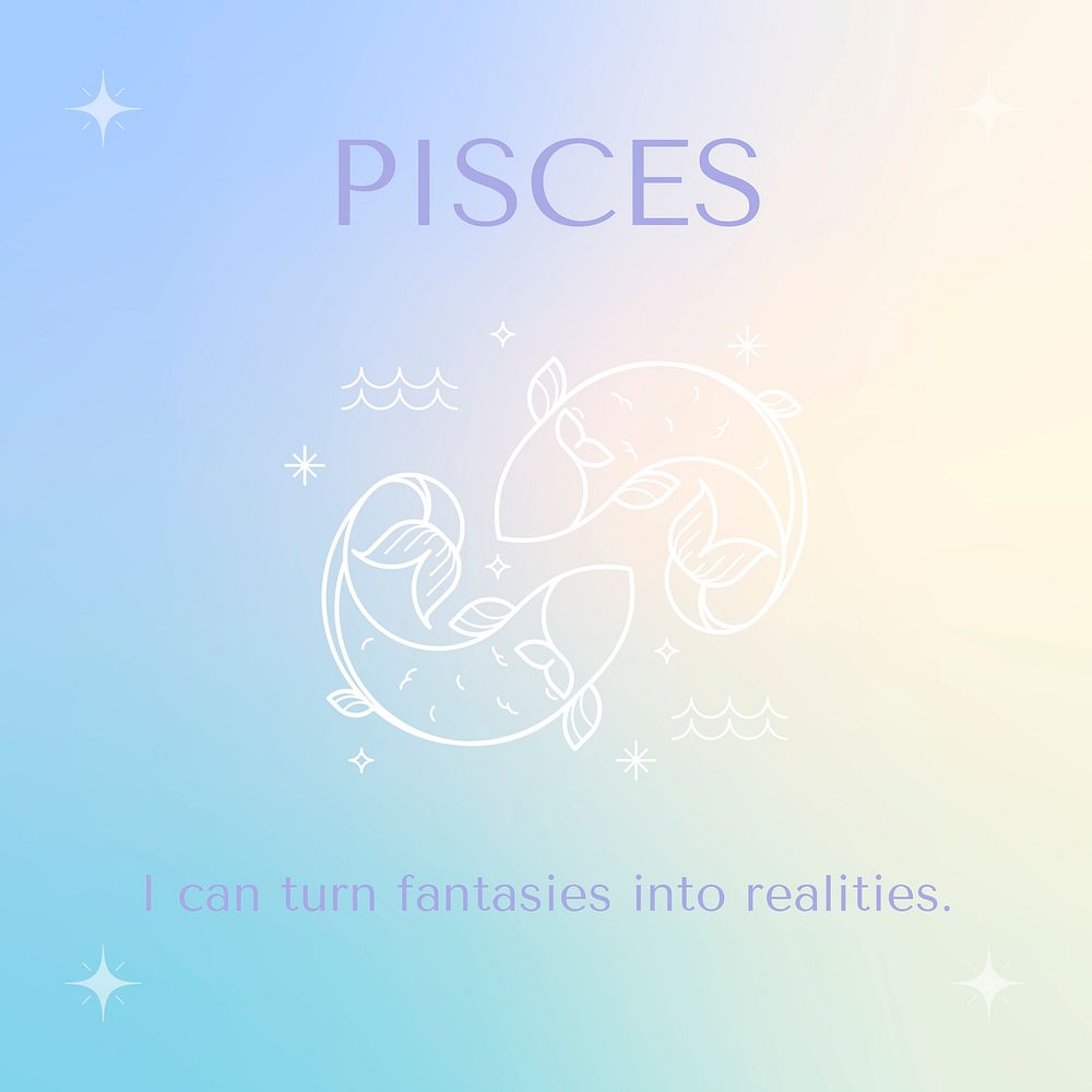 Astro Instagram post template, Pisces sign, astrology reading psd