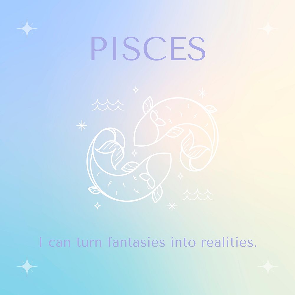 Astro Instagram post template, Pisces sign, astrology reading vector