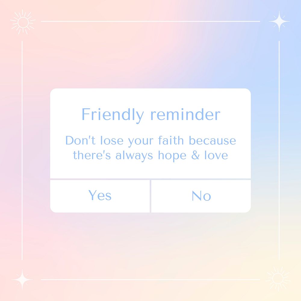 Friendly reminder instagram post template, notification graphic psd