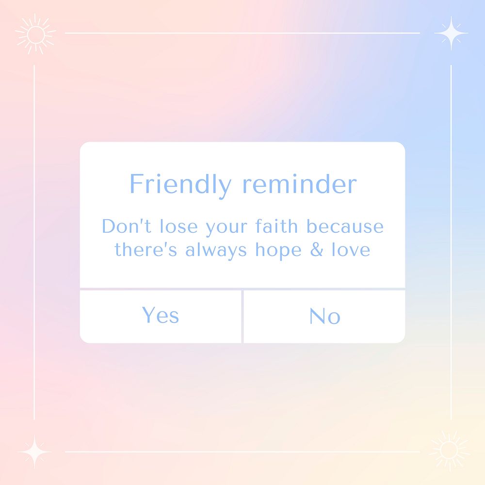 Friendly reminder instagram post template, notification graphic vector