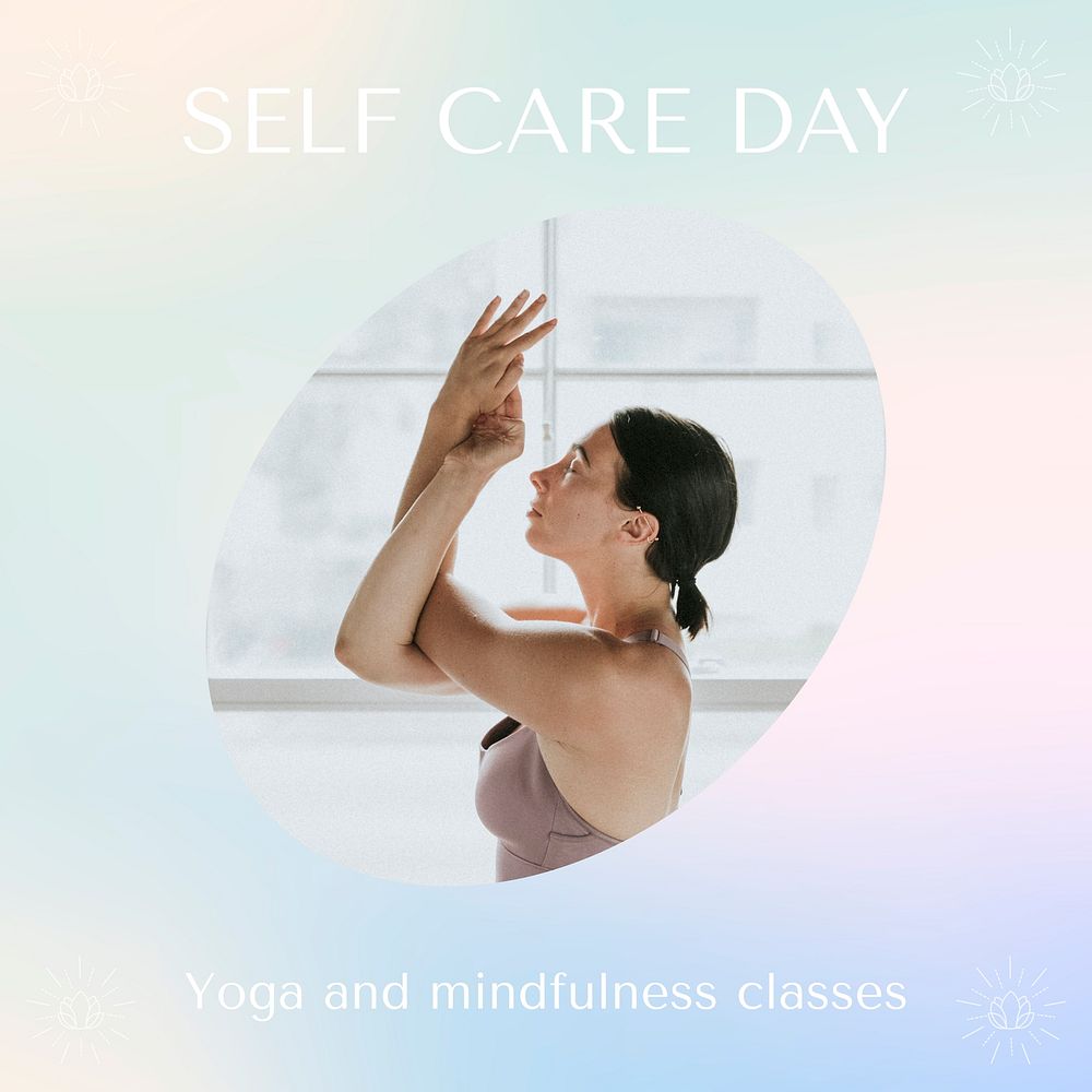 Self care instagram post template, aesthetic graphic vector