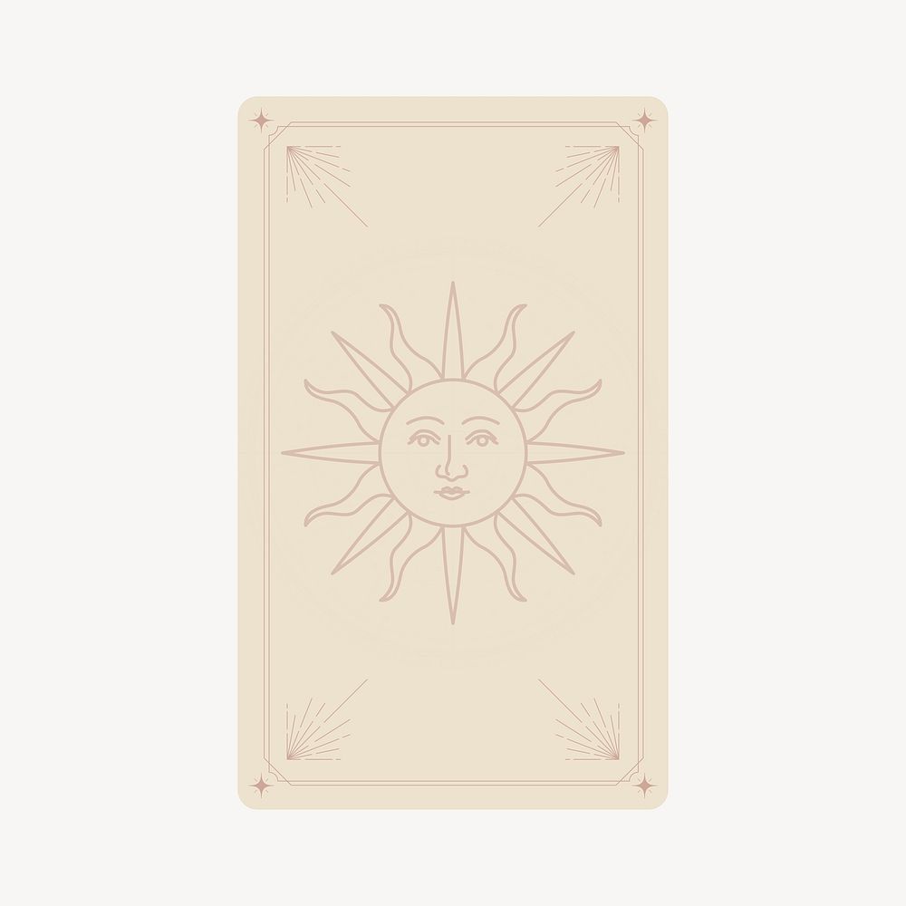 Mystic sun clipart, aesthetic tarot card, magic design vector