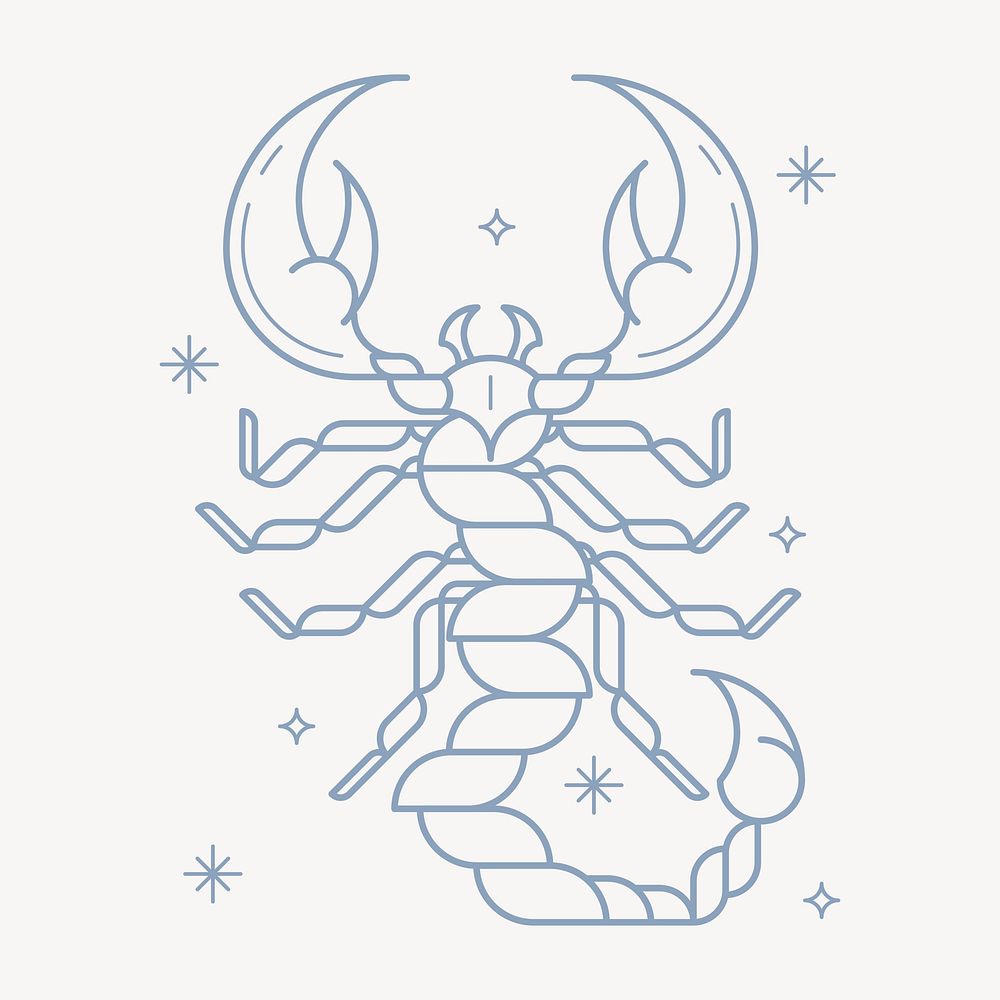 Scorpio sign illustration, line art zodiac graphic vector