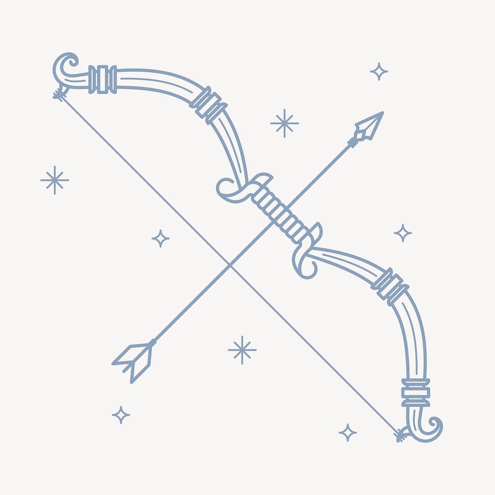 Sagittarius sign illustration, line art zodiac graphic vector