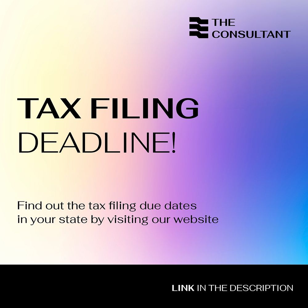 Tax consulting Instagram post template, financial advisor, purple gradient design vector