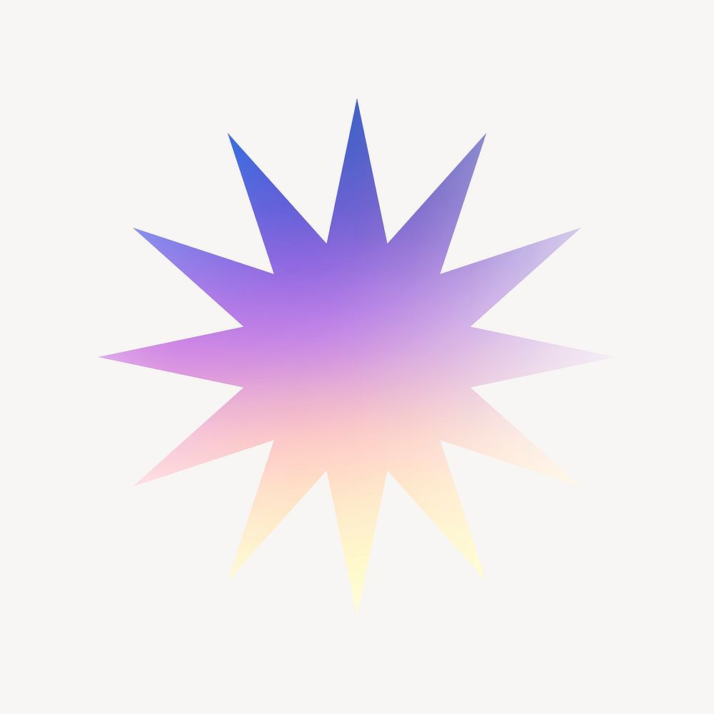 Starburst badge collage element, purple gradient design vector
