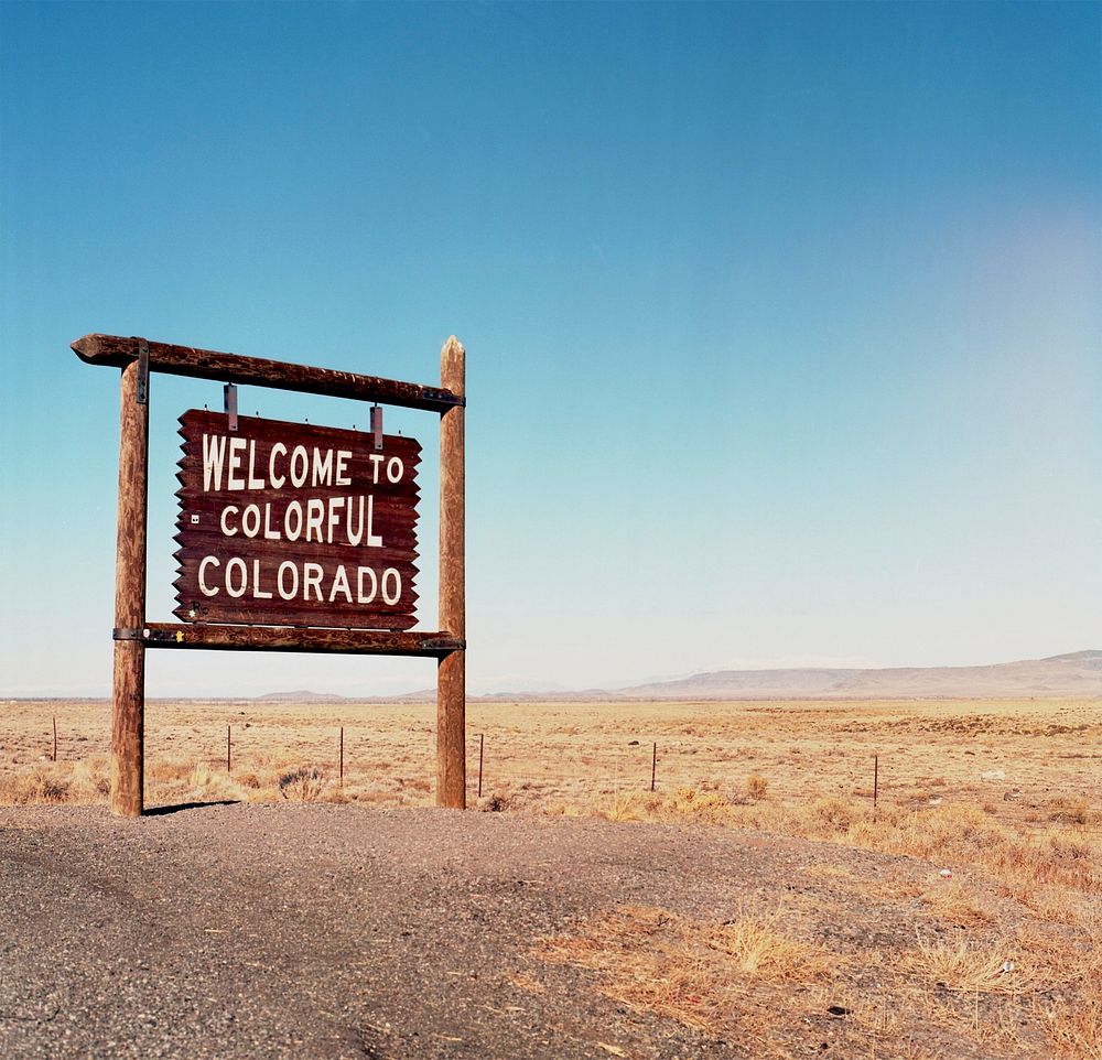 Welcome to colorful Colorado sign. Original public domain image from Wikimedia Commons