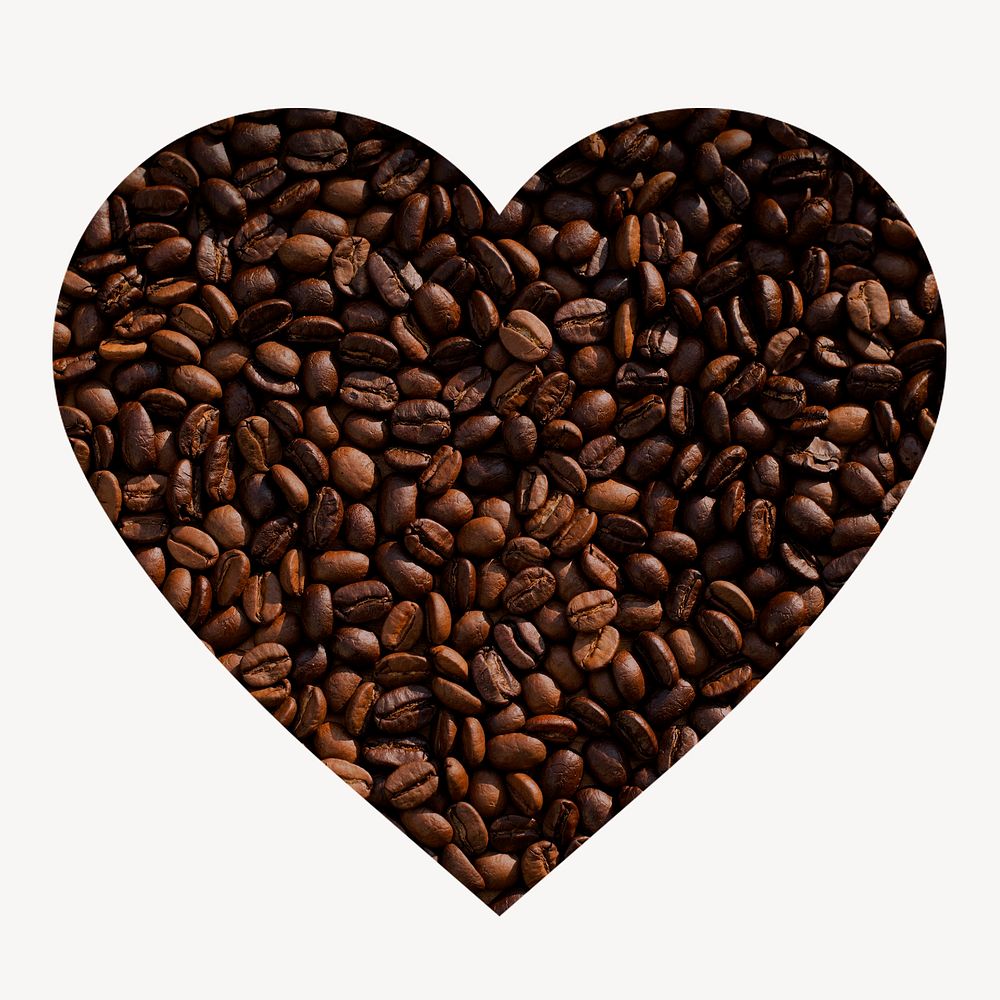 Coffee beans heart shape badge, aesthetic photo