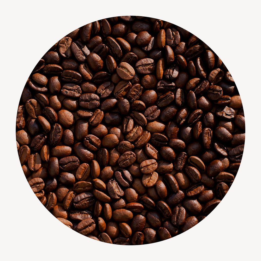 Coffee beans circle shape badge, aesthetic photo