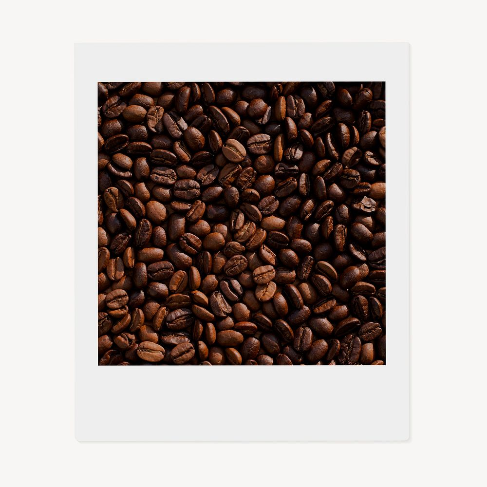 Coffee beans instant photo, aesthetic image