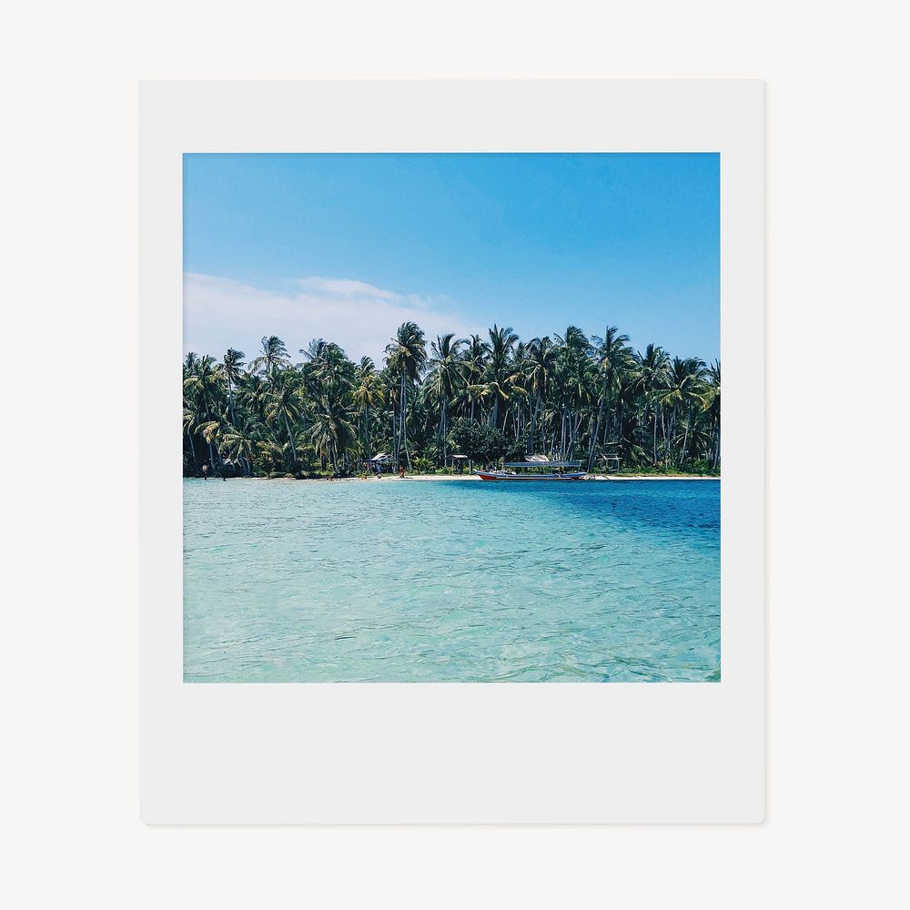 Tropical beach instant photo, Summer image