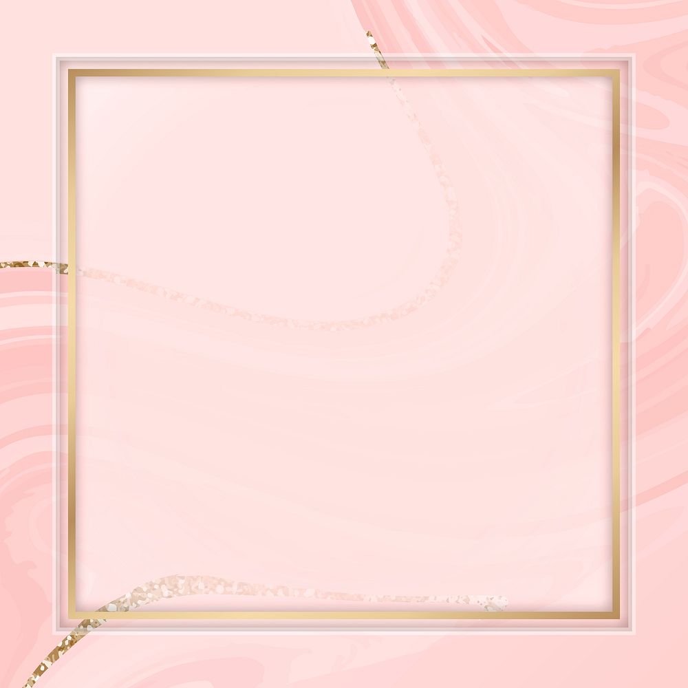 Square gold frame psd pink marble paint