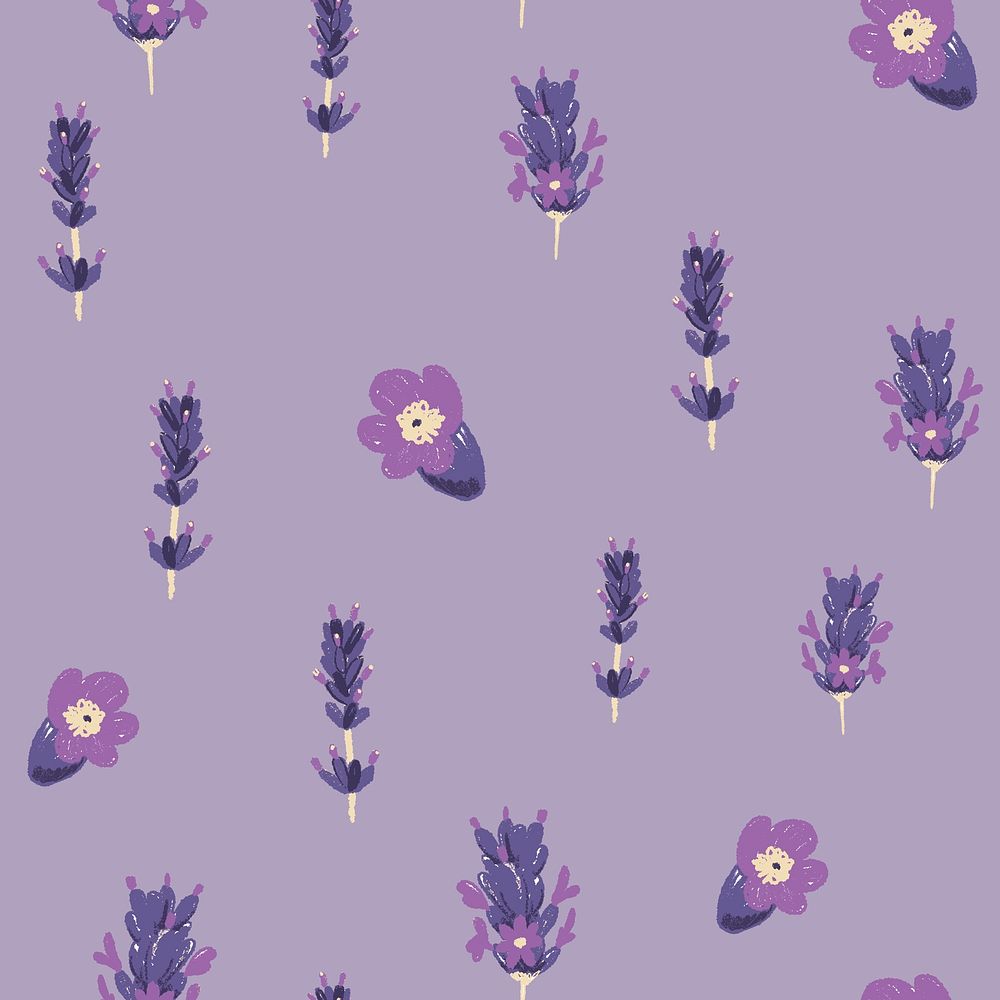 Purple lavender floral pattern vector background