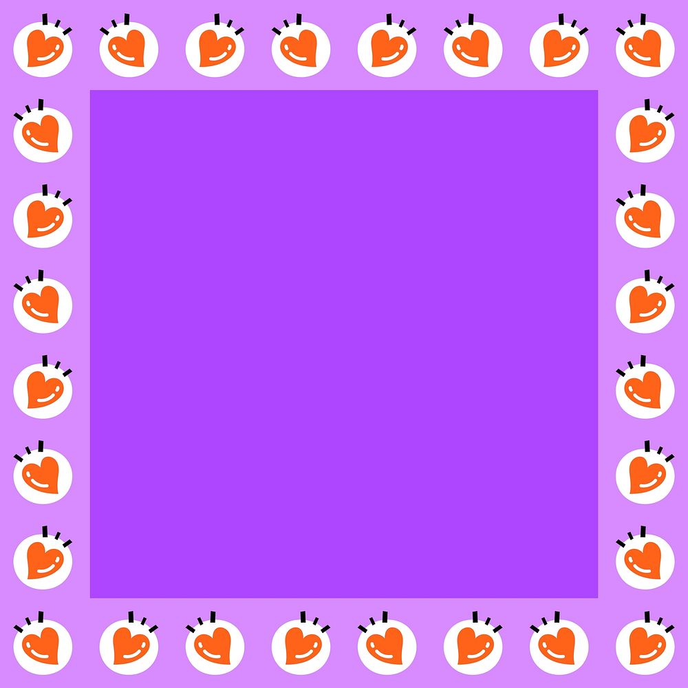 Funky hearts psd square frame in purple