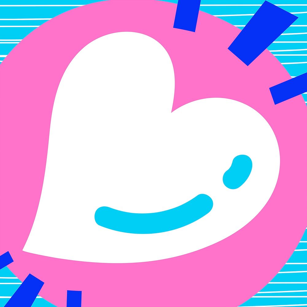 Adorable funky heart psd frame on light blue background