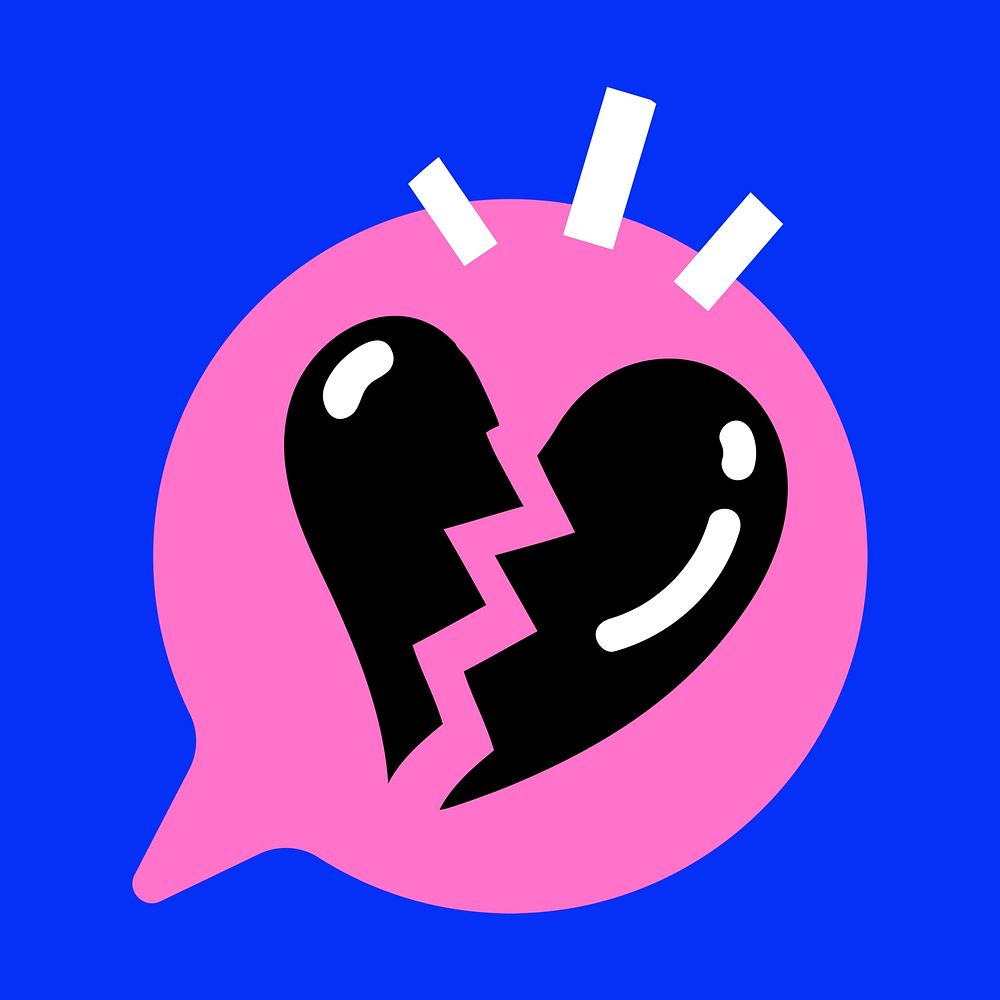 Broken heart icon psd  in funky pink and blue