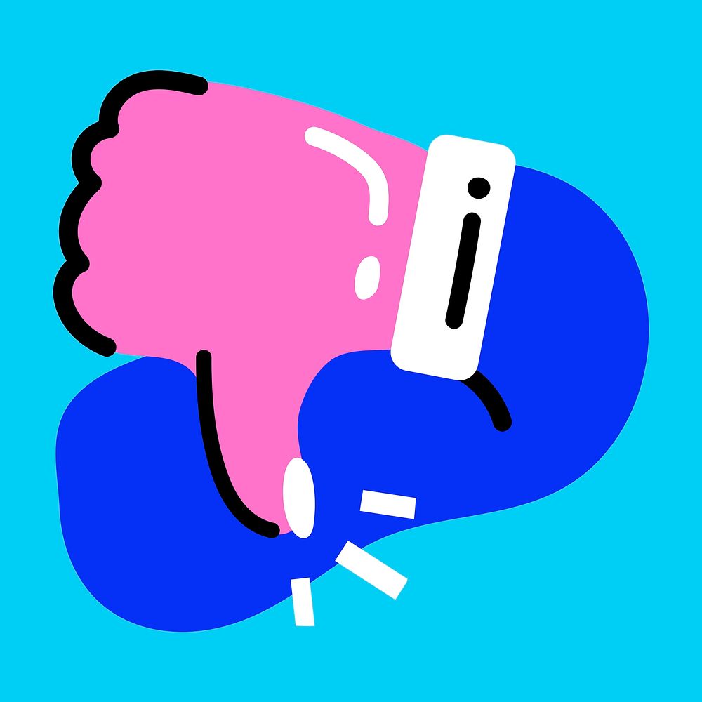 Dislike icon psd in funky pink and blue