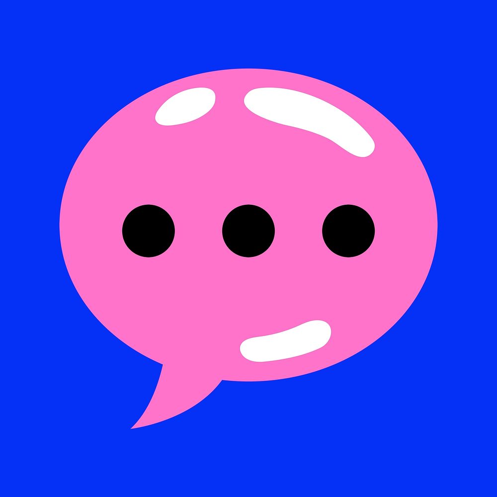 Typing in a chat bubble psd icon isolated on blue background